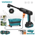 YOFIDRA 6IN1 Hochdruck Elektrische Wasser Spritzpistole Auto Garten Waschmaschine Werkzeug Mit 22L Faltbare Wasser Eimer Für Makita Batterie pin
