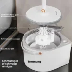 Joybos Schmutzwasser-Trennungs-Wischmopp und Eimer Set, Turbinen-Selbstreinigender Bodenwischer mit 3 Austauschbaren Köpfen (Rund/Quadratisch/Dreieckig), 90 °   Faltbarer Flachmopp für Fußleisten & Ecken, 6 Waschbare Pads 2