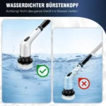 Elektrische Reinigungsbürste, IPX7 wasserdichte Badezimmer-Reinigungsbürste, langer Griff & 2 Geschwindigkeitsstufen, kabellose elektrische Reinigungsbürste mit 9 austauschbaren Bürstenköpfen für Küchen, Badezimmer, Waschbecken, Böden, Autos 7