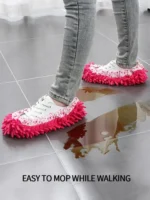 2-teilige Chenille-Mopp-Hausschuhe, Staubentfernung, Fußsocken, Moppkappe, multifunktionale Bodenreinigung, faule Schuhabdeckung, Staubsammler 3