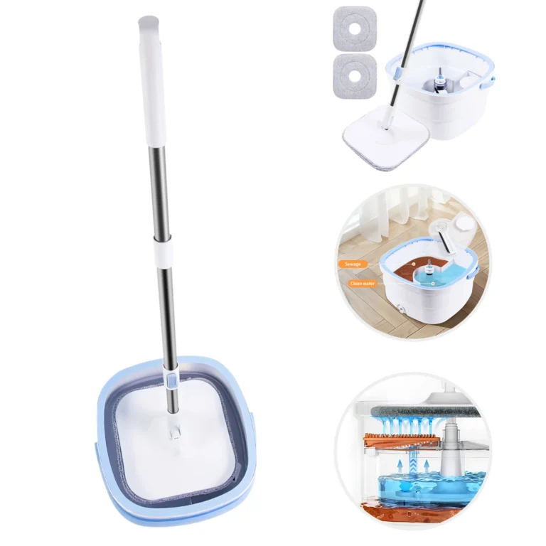 Schleudermopp-Set mit Eimer – trennt sauberes und schmutziges Wasser – automatische Entwässerung – Mikrofaserreinigung – einfache Montage