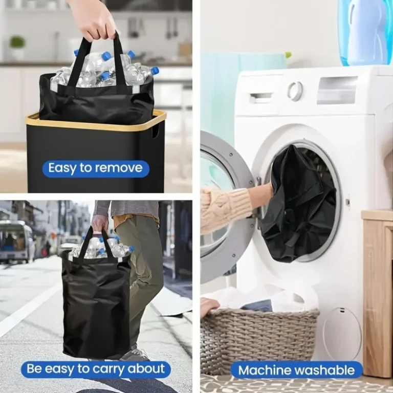 100L faltbarer Recyclingbehälter, Mülleimer, mit Innentasche, Flaschensammelbehälter, kann auch als Wäschekorb verwendet werden. 2