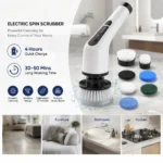 Multifunktionale elektrische Handreinigungsbürste – 9 austauschbare Bürstenköpfe, digitales Display, 4 Stunden Akkulaufzeit, 30-50 Minuten Betriebszeit, leistungsstarke Reinigungsbürste für Böden, Möbel, Badezimmer und Küchen, Tiefenreinigung für Ihr Zuhause. 7