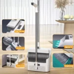 3-in-1 Besen-Kehrschaufel-Bodenbürsten-Set mit Kammzahn-Design, Anti-Haarknoten-Funktion, vertikale Aufbewahrung, Haushaltsreinigungsgeräte für Küche, Bad und Hartböden 2