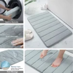 Super saugfähige Badematte, Memory-Schaum-Teppich, rutschfester Badezimmerteppich, Badewanne, seitliche Bodenteppiche, Duschraum, Fußmatte, WC-Fußpolster 2