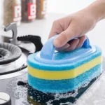 Haushaltsreinigungsbürste mit Griff, Spülmittel, Badezimmer, Küche, Wanne, verdickter Scheuerschwamm, Wischtuch, langlebige Werkzeuge, Zubehör für Zuhause 5