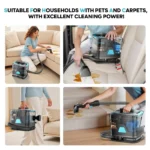 C8 Wasser-Teppichreiniger 20KPa Starke Saugkraft Handlicher Fleckenreiniger Doppelter Wassertank Fleckenentferner für Haustierflecken Sofa Auto 3