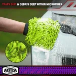 Autoreinigungs-Mikrofaser, 2-teiliges Set – kratzfrei und fusselfrei, hochwertige fusselfreie Mikrofaser-Autowaschhandschuhe – Grün