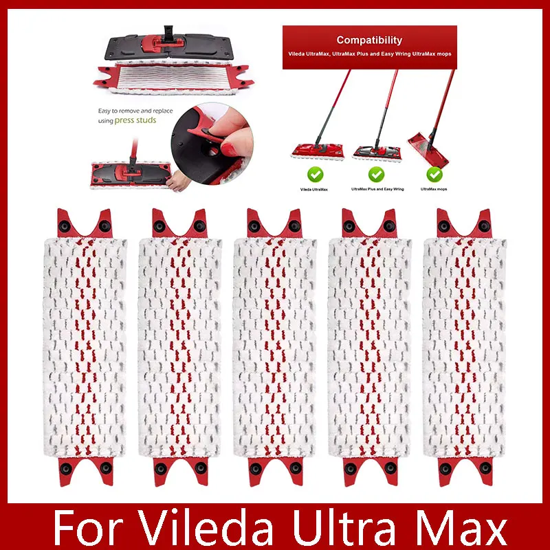 Mikrofaser-Bodenwischpads für Vileda Ultra Max, Ersatz-Flachmopptuch, schnell trocknend, maschinenwaschbar, wiederverwendbare Reinigungsteile Mikrofaser-Bodenwischpads für Vileda Ultra Max, Ersatz-Flachmopptuch, schnell trocknend, maschinenwaschbar, wiederverwendbare Reinigungsteile