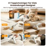 Grenintol C1 Teppichreiniger, 600W 25kPa Waschsauger, Tragbarer Polsterreiniger, Fleckenreiniger für Sofa, Auto, Teppich, Haustierflecken, Sprühextraktionsreiniger, Polsterreinigungsmaschine 5