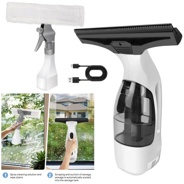 Kabelloser Fensterstaubsauger, wiederaufladbarer Staubsauger, kompakter elektrischer Fensterreiniger 2IN1, mit 300 ml Sprühflasche