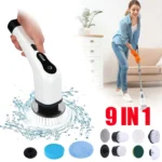 9-in-1 Elektrisches Reinigungsbürsten-Set mit LED-Digitalanzeige – Austauschbare Bürstenköpfe für Boden, Möbel, Bad & Küche |   Kabelloser Elektroschrubber für Gründliche Haushaltsreinigung |   Leicht und wiederaufladbar mit einstellbarer Geschwindigkeit