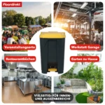 Floordirekt Mülleimer Olaf mit Pedal, Kunststoff Abfalleimer 50L/80L/100L, hygienisch, farbiger Deckel 4