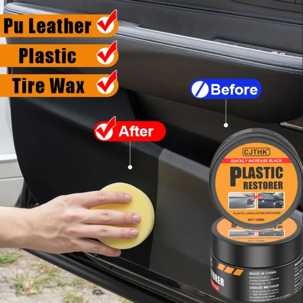 Auto-Kunststoff-Restaurator „Back to Black Gloss“ – Wachsbeschichtungsmittel zur Erneuerung von Autoinnenräumen, Leder und Verkleidungen – Auto-Politur und Reparaturbeschichtung