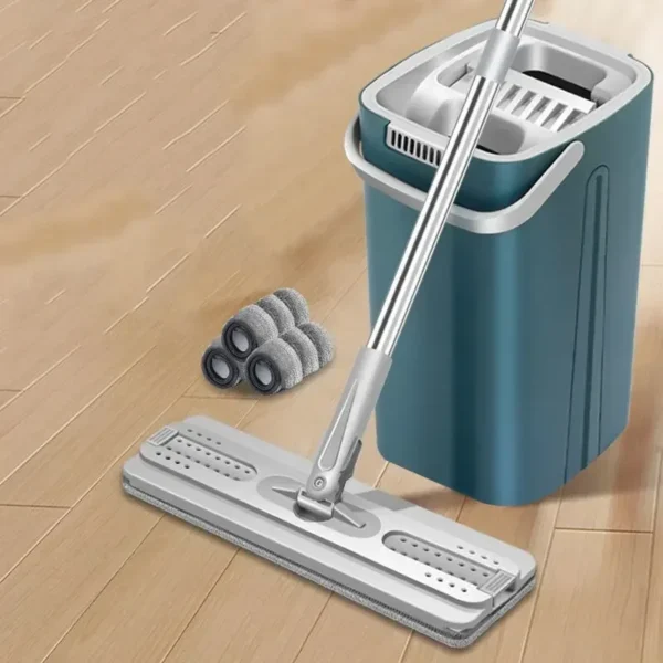Flaches Bodenwischer- und Eimerset, Küchenreinigungswerkzeug, Mikrofaser, Wringer, Wringer, Magie, skalierbar. Mops Bodenreinigung