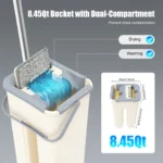 BYMAOCAR Flachmop und Eimer Set 360 °   Rotierender Bodenwischer mit 10 Mikrofaser-Pads für Nass- und Trockenreinigung