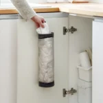 1 Stück Grauer Aufbewahrungsbeutel zur Wandmontage, Netz-Plastiktüten-Spender, Hängender Wiederverwendbarer Aufbewahrungsbeutel, Müllbeutel, Küchen-Abfallorganizer 4