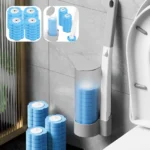 24/72 Stück Einweg-Toilettenbürste mit langem Griff, wandmontiertes WC-Reinigungswerkzeug-Set mit austauschbarem Bürstenkopf, Badezimmerzubehör