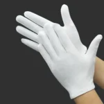 1 Paar verdickte weiße Baumwollhandschuhe für trockene Hände, feuchtigkeitsspendende Ekzem-Inspektion, Arbeitshandschuhe, waschbare, dehnbare Stoffhandschuhe 2