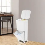 45L Sortier-Mülleimer mit Doppeldeckeln, Großer Haushalts-Abfalleimer, Doppeldeckel-Design für Geruchsisolation, Klassifizierte Abfallaufbewahrung, Robuster Körper, Leicht zu Reinigen, Ideal für Küche, Büro, Zuhause und Innenbereich-Abfallmanagement 2