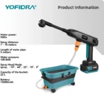 YOFIDRA 6-in-1 Hochdruck-Elektro-Wasserspritzpistole, Auto- und Gartenreinigungsgerät mit 22L faltbarem Wassereimer für Makita-Akkus 6