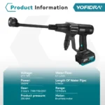 YOFIDRA 6-in-1 200 Bar Bürstenloser Hochdruck-Autowascher Wasserpistole Reinigungs-Sprühpistole Gartenwerkzeug für Makita 21V Akku 3