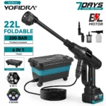 YOFIDRA 6-in-1 200 Bar Bürstenloser Hochdruck-Autowascher Wasserpistole Reinigungs-Sprühpistole Gartenwerkzeug für Makita 21V Akku 2