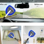 Auto-Windschutzscheiben-Reinigungsbürste mit Teleskopstiel – 180 °   Rotierender Mikrofaser-Entfeuchter für Innen- und Außenglas 4