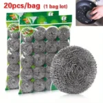 20 Stück/Set Edelstahl-Reinigungskugeln, Topfreiniger, Haushalts-Küchenbürste, Geschirrspülkugeln, Küchenzubehör