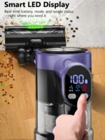 500W/55KPA Kabelloser Standstaubsauger, 60 Minuten Akkulaufzeit, Handstaubsauger mit Smart-LED-Display für Teppich/Tierhaare 3