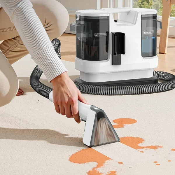 450W Handstaubsauger für Teppiche, 15KPa Tragbarer Fleckenentferner für Auto, Sofa, Tierhaare, Sprüh- und Saugfunktion, Integrierte Reinigungsmaschine mit 2 Abnehmbaren Wassertanks, 150cm Schlauch