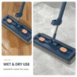 2/4/6 Stück Mikrofaser-Pads, großer flacher Mopp, 360-Grad-drehbarer Bodenwischer-Set, Hartholz-Bodenwischer für Fliesen/Marmor/Laminat/Holzböden 3