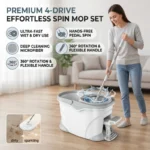 4-teiliges Rotierendes Wischmopp-Set mit Pedal, Langlebiger Edelstahlgriff, Praktischer Wischmopp-Eimer für Hausarbeit und Bodenreinigung