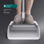 3-in-1 Besen-Kehrschaufel-Bodenbürsten-Set mit Kammzahn-Design, Anti-Haarknoten-Funktion, vertikale Aufbewahrung, Haushaltsreinigungsgeräte für Küche, Bad und Hartböden 3