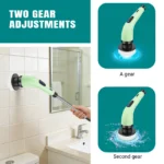 Elektrische Reinigungsbürste, Wasserdichte Badezimmer-Reinigungsbürste, Duschbürste mit Langem Griff & 2 Geschwindigkeiten, Kabellose Elektrische Reinigungsbürste mit 7 Austauschbaren Bürstenköpfen Schwarz (USB-Aufladung) 5