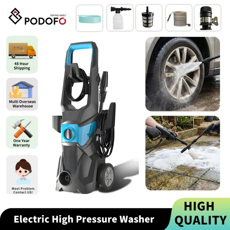 Podofo 3000W Peak Power Electric High Pressure Washer,150BAR High Pressure 9L/min Flow,Multi-Scenario for Car/Deck/Driveway,Tool-Free Nozzle