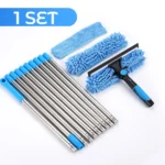 2-in-1 Glasreiniger mit Teleskopstange aus Metall, 27 cm, Reinigungstuch, verstellbarer Fensterwischer für die Glasreinigung zu Hause 3