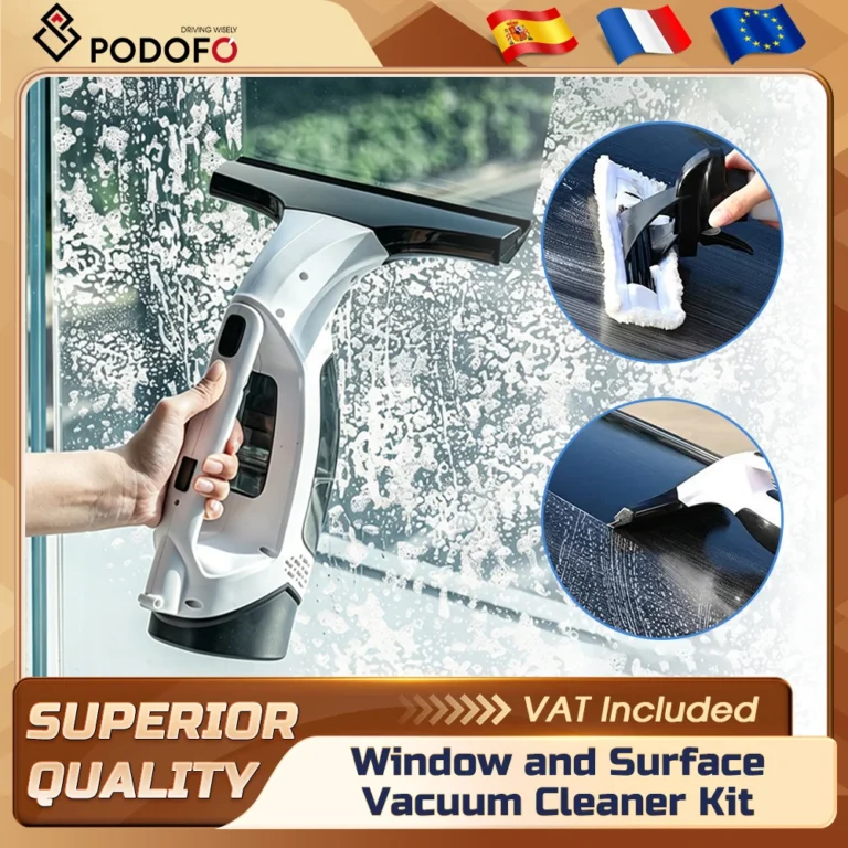 Podofo 20W wiederaufladbarer Fensterstaubsauger, kabelloses Fenster- und Oberflächenstaubsauger-Set mit 150 ml Wassertank, Staubsauger-Set für Fenster, Duschabdeckungen, Glastische, Spiegel