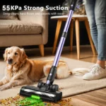 500W/55KPA Kabelloser Standstaubsauger, 60 Minuten Akkulaufzeit, Handstaubsauger mit Smart-LED-Display für Teppich/Tierhaare 4