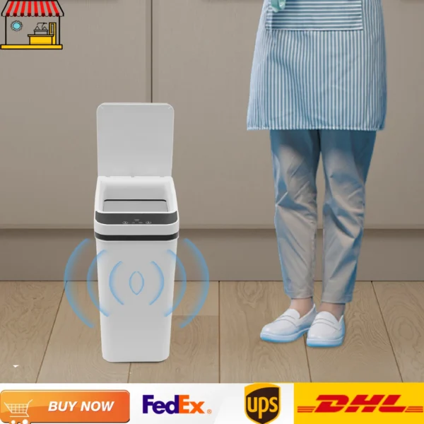 Berührungsloser Induktions-Mülleimer |   8L Schwarz/Grau/Weiß Elektrischer Mülleimer mit automatischem Sensor für Badezimmer/Küche/Wohnzimmer