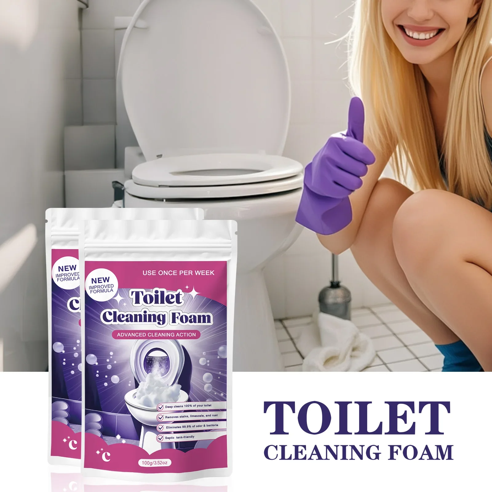 Toilettenreiniger mit Zitronenduft, 100 g – Schaum für den wöchentlichen Gebrauch entfernt Flecken, Waage und Rost. Fortgeschrittene Formel zur leistungsstarken Schüsselreinigung Toilettenreiniger mit Zitronenduft, 100 g – Schaum für den wöchentlichen Gebrauch entfernt Flecken, Waage und Rost. Fortgeschrittene Formel zur leistungsstarken Schüsselreinigung