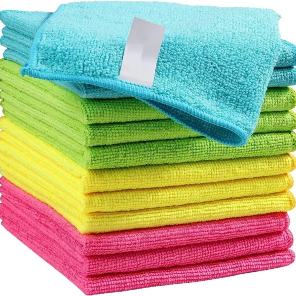 Mikrofaser-Reinigungstuch, 12er-Pack Reinigungslappen, Reinigungstücher mit 4 verschiedenen Farben, 11,5 x 11,5 Zoll (grün/blau/gelb/rosa)