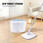 360-Grad drehbarer Flachmopp mit Eimer, automatische Entwässerung, trennt sauberes und schmutziges Wasser, Haushaltsreinigungs-Mopp-Set für die Bodenreinigung mit 3 Original-Mopptüchern 7