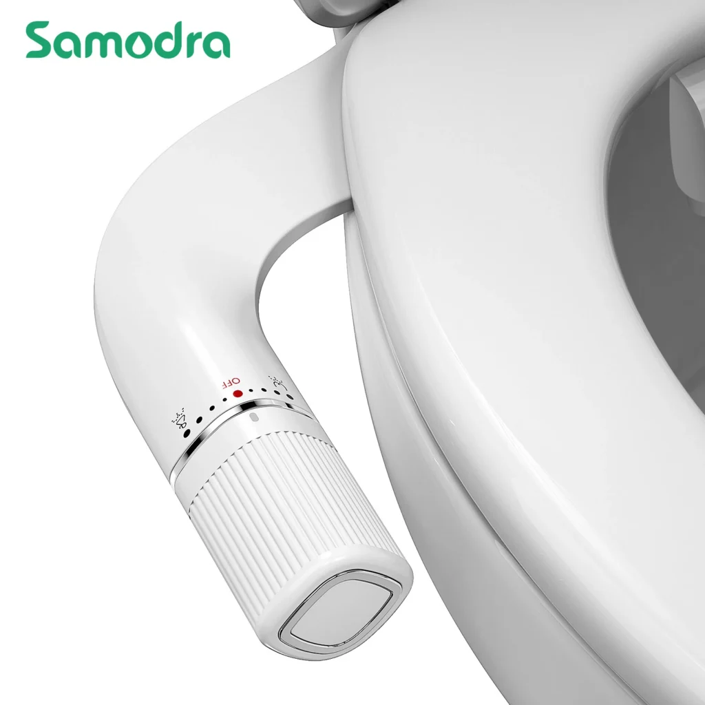 SAMODRA Bidet, nicht elektrischer Toilettenaufsatz, Doppeldüsen-Bidet, einstellbarer Wasserdruck mit Messing-Einlass