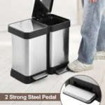 20L Dualer Mülleimer für Müll und Recycling – Fingerabdruckresistenter Edelstahl-Küchenabfalleimer mit Doppeldeckel – Berührungsloser Fußpedal-Mülleimer für Küche, Zuhause und Büro 3