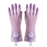 1 Paar rutschfeste Spülhandschuhe mit Cartoon-Motiv, verlängerte Wäsche-Reinigungshandschuhe, wiederverwendbare, reißfeste Küchen-Reinigungshandschuhe