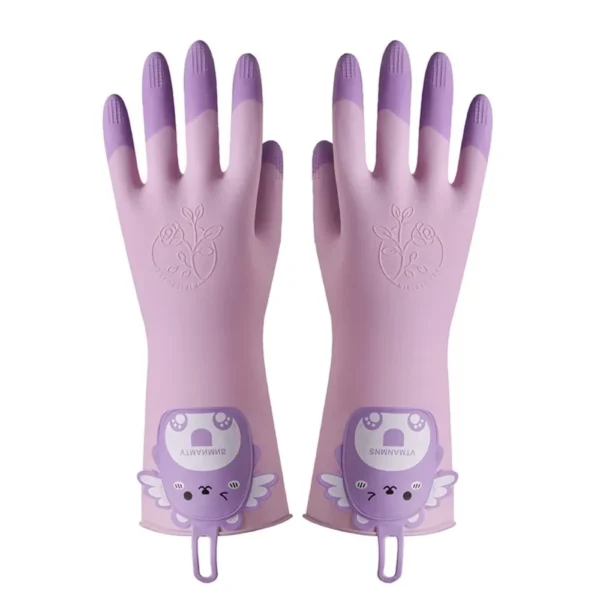 1 Paar rutschfeste Spülhandschuhe mit Cartoon-Motiv, verlängerte Wäsche-Reinigungshandschuhe, wiederverwendbare, reißfeste Küchen-Reinigungshandschuhe