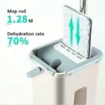 Flachmopp und Eimer Set mit 10 Wiederverwendbaren Mikrofaser-Pads -360 °   Rotations- und Doppelbehälter-Design, 50,3 Zoll ergonomischer Griff und Edelstahl 2
