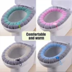 1 Packung genähte, farbige, tragbare gestrickte Toilettenmatte, verdickte, waschbare Frostschutz-Toilettenabdeckung, verdickte gestrickte O-Typ, universell