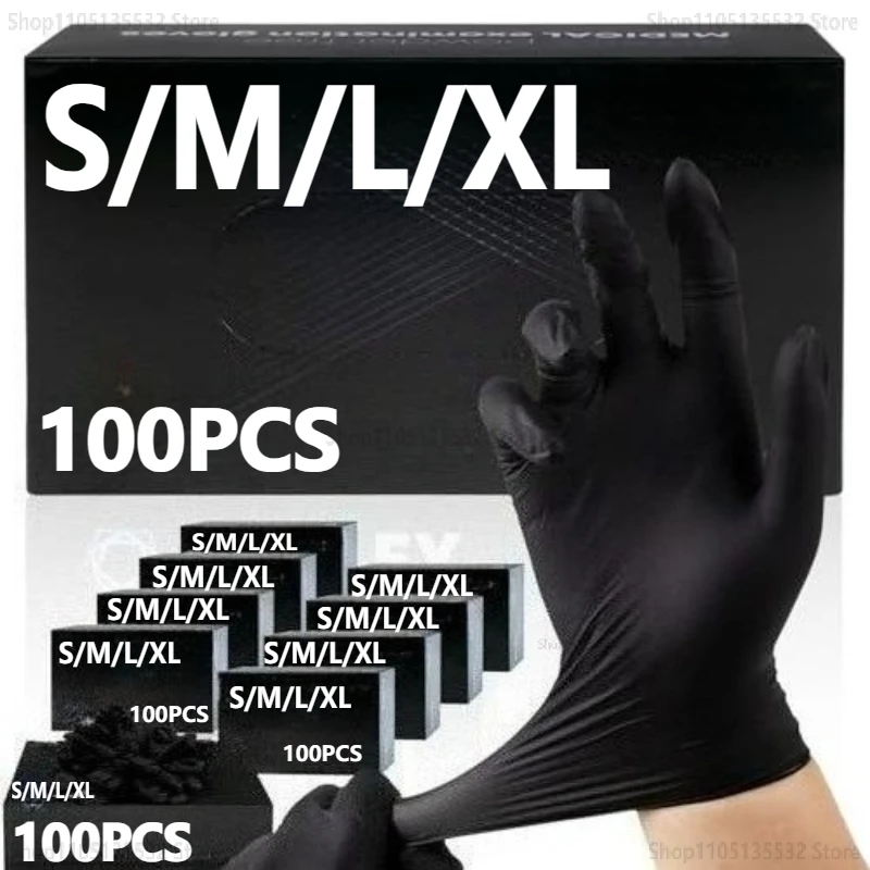 20/100P Hausarbeit Starke schwarze Einweg-Nitrilhandschuhe PVC Latexfrei Antistatisch Garten Haustierpflege Tattoo Arbeit ölbeständige Handschuhe 20/100P Hausarbeit Starke schwarze Einweg-Nitrilhandschuhe PVC Latexfrei Antistatisch Garten Haustierpflege Tattoo Arbeit ölbeständige Handschuhe